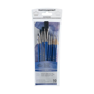 Royal & Langnickel RSET-9532 Black Taklon Paint Brush Value Pack 10pc