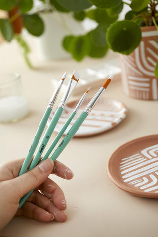 Pebeo Liquid Acrylic Gold Taklon Round & Flat Paint Brush Set 8pc