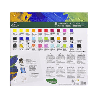 Pebeo Studio High Viscosity Acrylics 30 x 20ml + 2 x 100ml Set