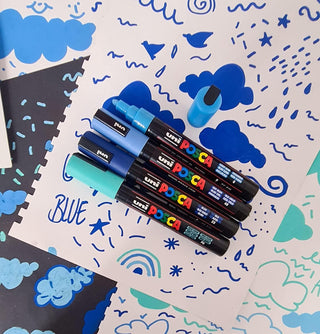 POSCA PC-5M Creative Paint Markers Blue Tones Set