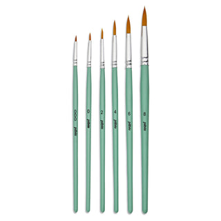 Pebeo Liquid Acrylic Gold Taklon Round Paint Brush Set 6pc
