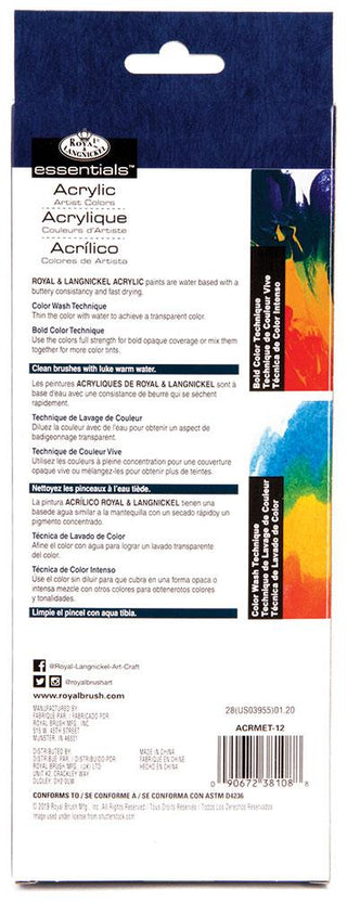 Royal & Langnickel Acrylic Metallic Colours Set 12 x 12ml