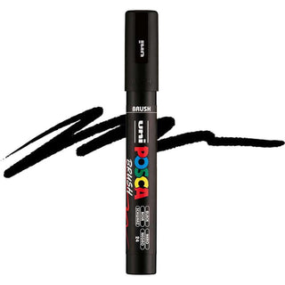 POSCA PC-5BR Paint Markers with Semi-Flexible Brush Tip - Black