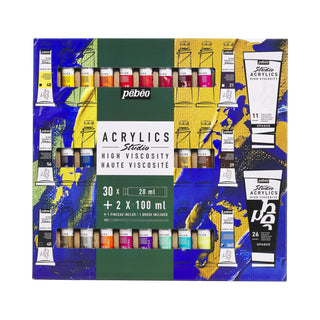 Pebeo Studio High Viscosity Acrylics 30 x 20ml + 2 x 100ml Set