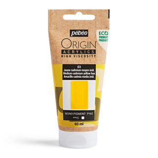 Pebeo Origin High Viscosity Acrylic 60ml - Medium Cadmium Yellow Hue