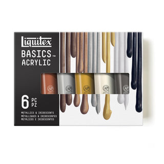 Liquitex Basics Acrylic Metallics & Iridescents 6 x 118ml Set