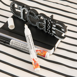 Royal & Langnickel 2mm Reversible Tip Acrylic Markers Black & White Set 2pc