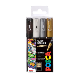 POSCA PC-1M Extra Fine Paint Markers Mono Colours Set 4pc