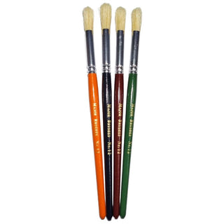 Major Brushes Colour Handle Hog Bristle Round #12 Brush Set of 4