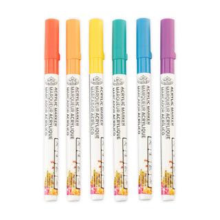 Royal & Langnickel 0.7mm Ultra Fine Tip Acrylic Markers Rainbow Set 6pc