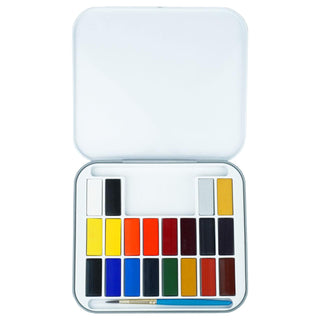 Daler Rowney Simply Watercolour Tin Set 20 x Pans & Brush