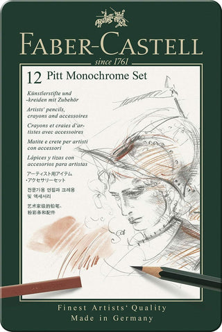 Faber-Castell Pitt Monochrome Tin 12pc