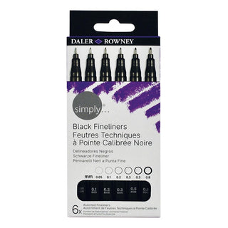 Daler Rowney Simply Black Fineliners Set of 6