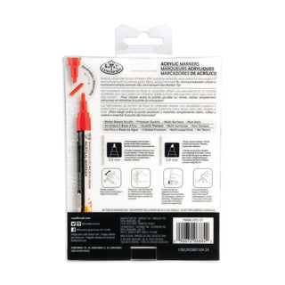Royal & Langnickel 2mm Reversible Tip Acrylic Markers Primary Set 6pc