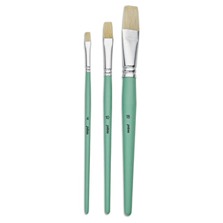 Pebeo Acrylic & Oil White Bristle Flat Paint Brush Set 3pc