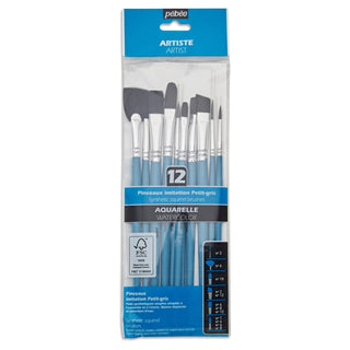 Pebeo Synthetic Squirrel Watercolour Brush Set 12pc
