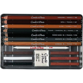 Conte a Paris Sketching Set : 15 Piece Sketching Pencils & Carres + Accessories