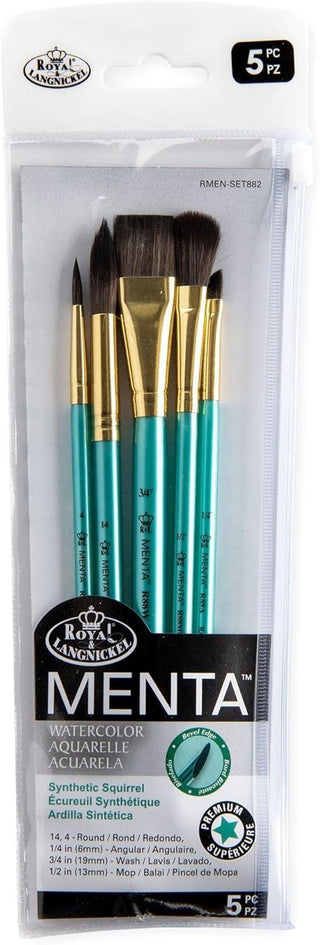 Royal & Langnickel Menta Synthetic Squirrel Watercolour Wash Brush Set 5pc
