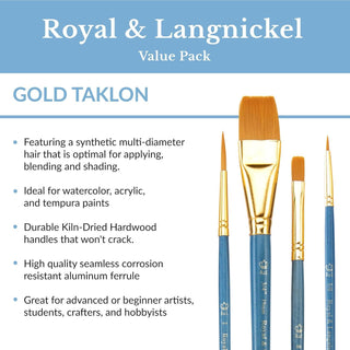 Royal & Langnickel Gold Taklon Paint Brush 25 Set (RSET-9382)