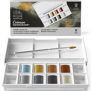 Winsor & Newton Cotman Watercolour Metallic 8pc Half Pan Pocket Set