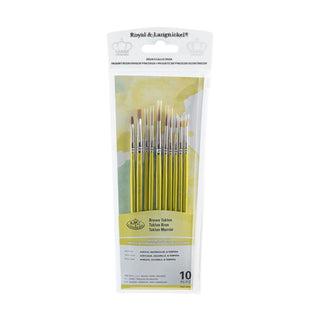 Royal & Langnickel RSET-9543 Brown Taklon Paint Brush Value Pack 10pc