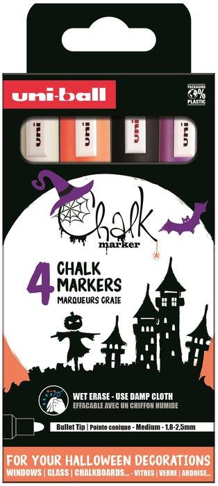 Uni-Ball PWE-5M Liquid Chalk Markers Halloween Set 4pc