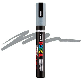 POSCA PC-5BR Paint Markers with Semi-Flexible Brush Tip - Grey