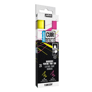 Pebeo Setacolor Leather Marker Fluorescent Set 2pc