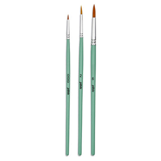Pebeo Liquid Acrylic Gold Taklon Round Paint Brush Set 3pc
