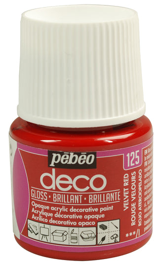 Pebeo Deco Gloss Acrylic Decorative Paint 45ml - 125 Velvet Red