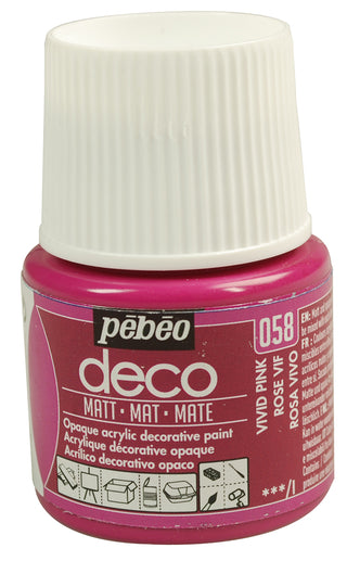 Pebeo Deco Matt Acrylic Paint 45ml - 058 Vivid Pink