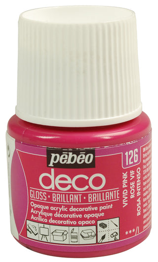 Pebeo Deco Gloss Acrylic Decorative Paint 45ml - 126 Vivid Pink