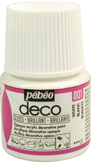 Pebeo Deco Gloss Acrylic Decorative Paint 45ml - 001 White