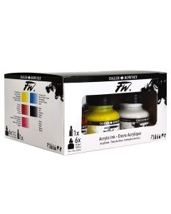 Daler Rowney FW Acrylic Ink Primary Set 6 x 29.5ml with Marker