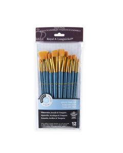 Royal & Langnickel Value Variety Pack Medium Gold Taklon Brush Set of 12