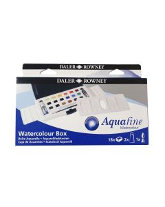 Daler Rowney Aquafine Watercolour 18 Half Pan + 2 x 8ml Slider Box Set