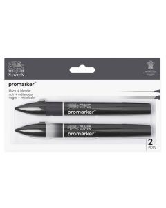 Winsor & Newton Promarker Black & Blender Set of 2