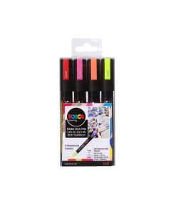 Uni POSCA Markers PC-5M Set of 4 Fluorescent Colours