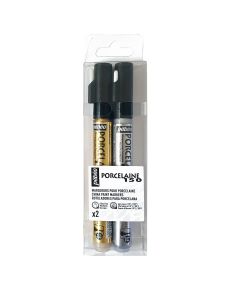 Pebeo Porcelaine 150 Marker Precious Set of 2 (Gold and Silver)