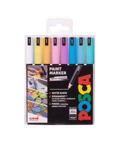Uni POSCA Paint Markers PC-1MR Ultra-Fine Set of 8 Pastel Colours