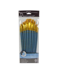 Royal & Langnickel Gold Taklon Assorted Long Handle Paint Brush Set of 12