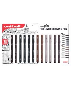 Uni-Ball Pin Fine Line Drawing Pen Assorted Set of 12