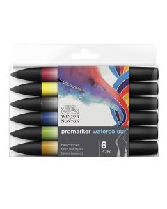 Winsor & Newton Promarker Watercolour Set of 6 Basic Tones
