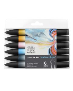 Winsor & Newton Promarker Watercolour Set of 6 Skyscape Tones