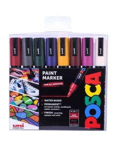 Uni POSCA PC-5M Paint Marker Set of 8 Deep Colours