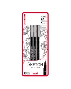Uni-Ball Pin Sketch Selection Drawing Pen Set of 3 