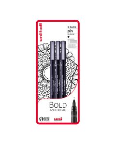 Uni-Ball Pin Bold and Broad Drawing Pen Set of 3 