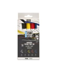 Pebeo Setacolor Leather Marker Primary Set 5pc