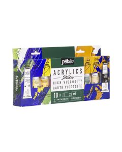 Pebeo Studio High Viscosity Acrylics Set 10 x 20ml Tubes with Brush