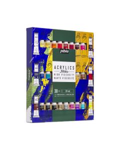 Pebeo Studio High Viscosity Acrylics Set 30 x 20ml Tubes with Brush